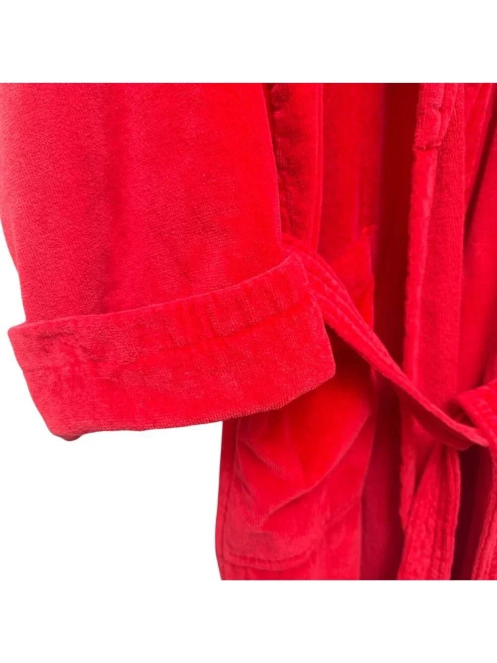TOMMY HILFIGER Mens Bath Robe One Size Red Terry Cloth Shawl Collar Cotton